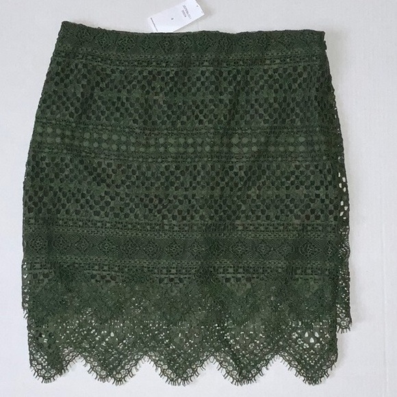 NWT Banana Republic Olive Green Lace Pencil Skirt - Size 4 - Picture 2 of 8